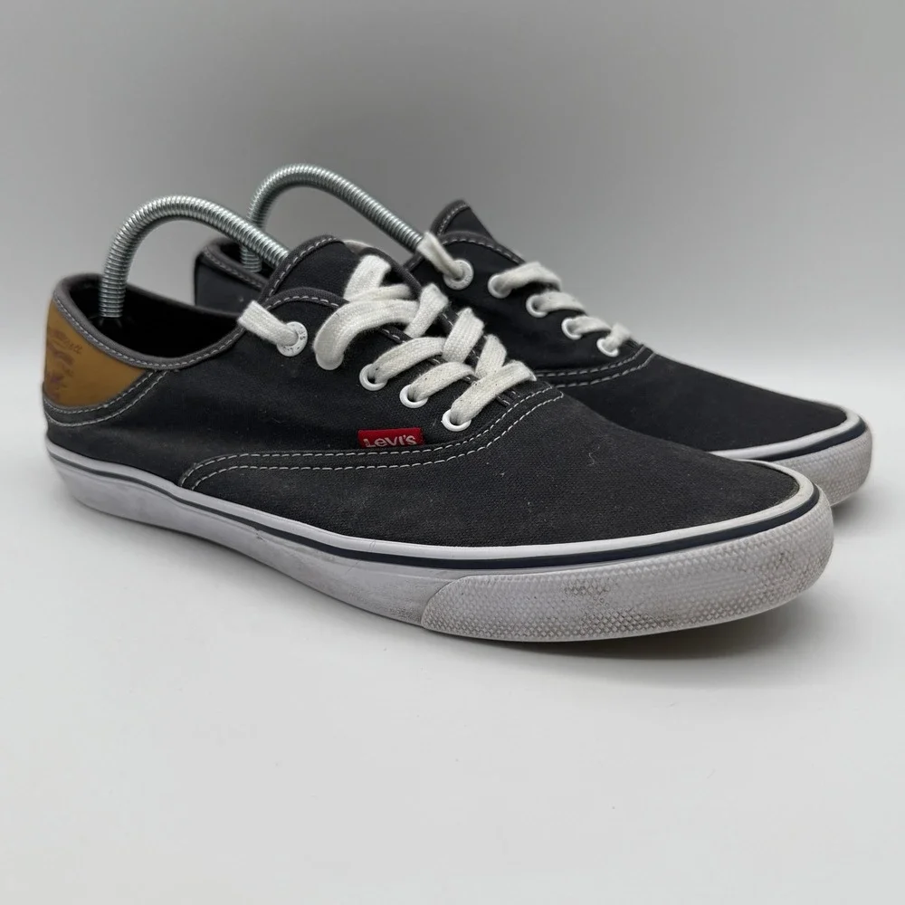 Levis Sneakers Mens 10.5 Black Canvas Low Top Comfort Shoes 51777209U